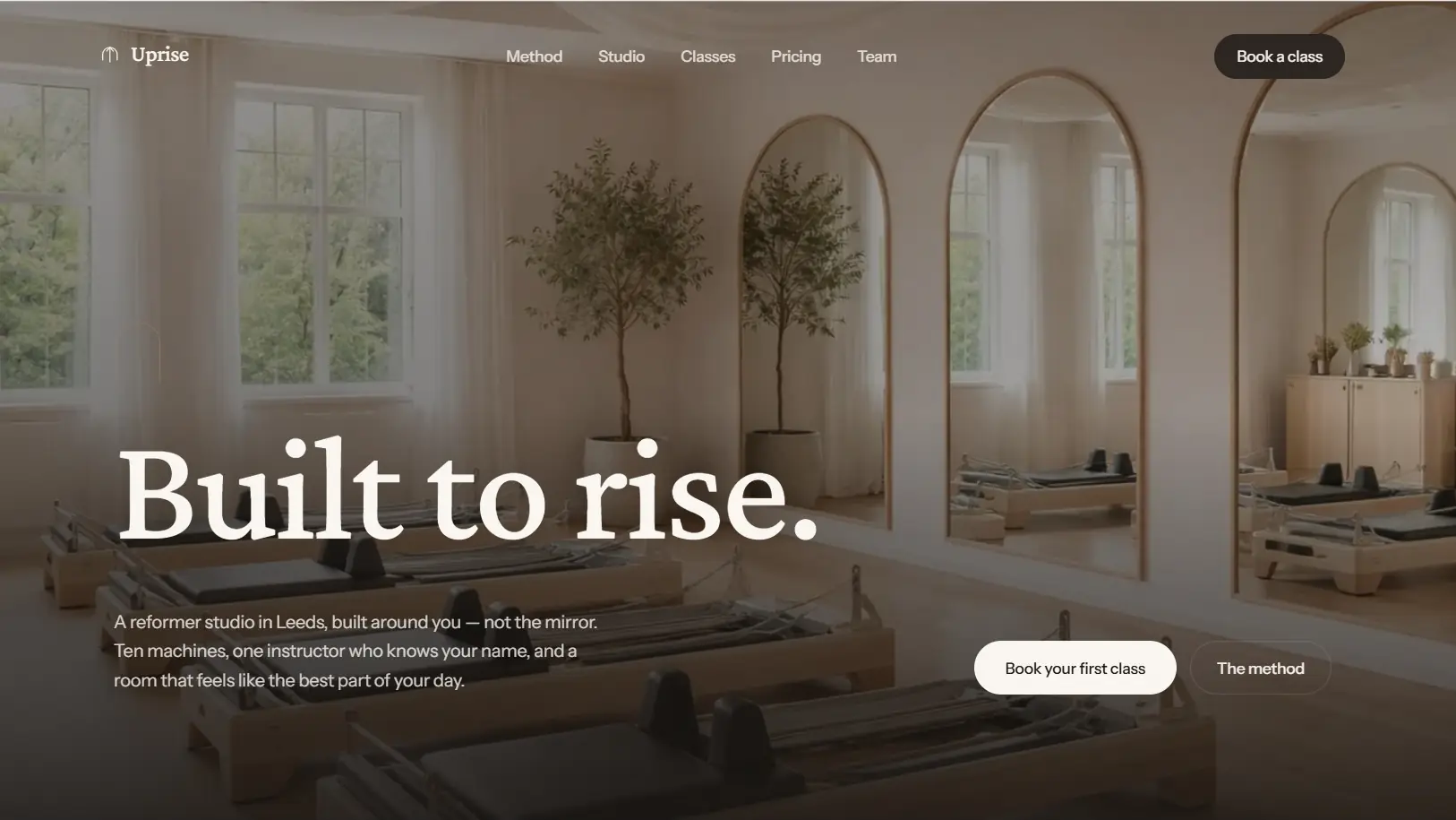 Pilates studio website design